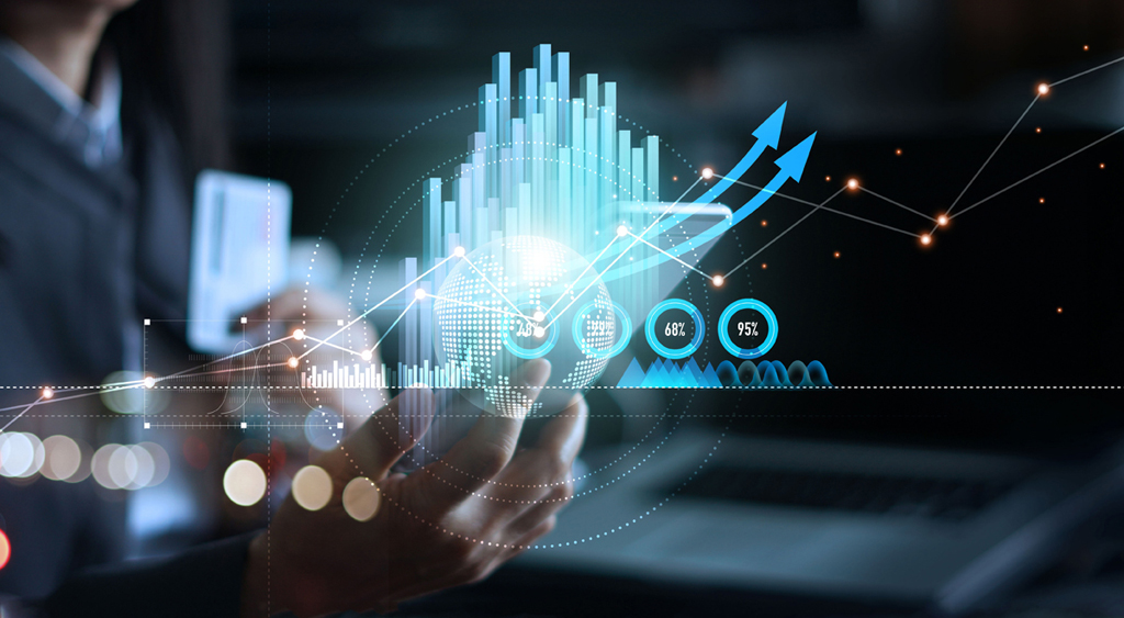 Businessman using mobile smartphone analyzing sales data and business growth graph chart. Digital marketing. business growth and progress.